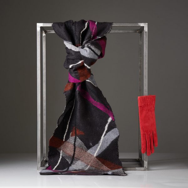 "BOTH" Cashmere Silk Chiffon Scarf in Fuchsia No 3